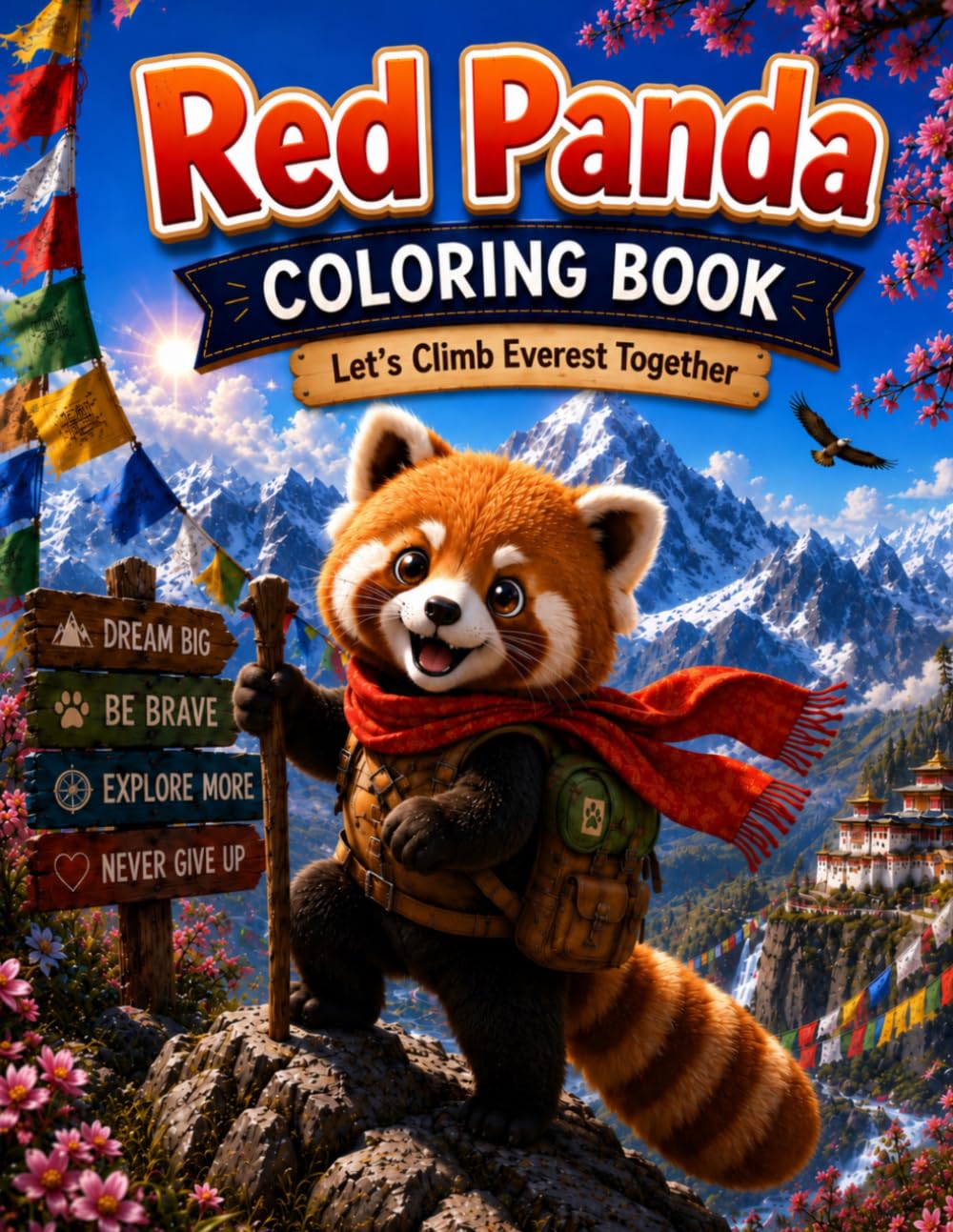 RED PANDA: Let's Climb Everest Together - Coloring Book for Kids