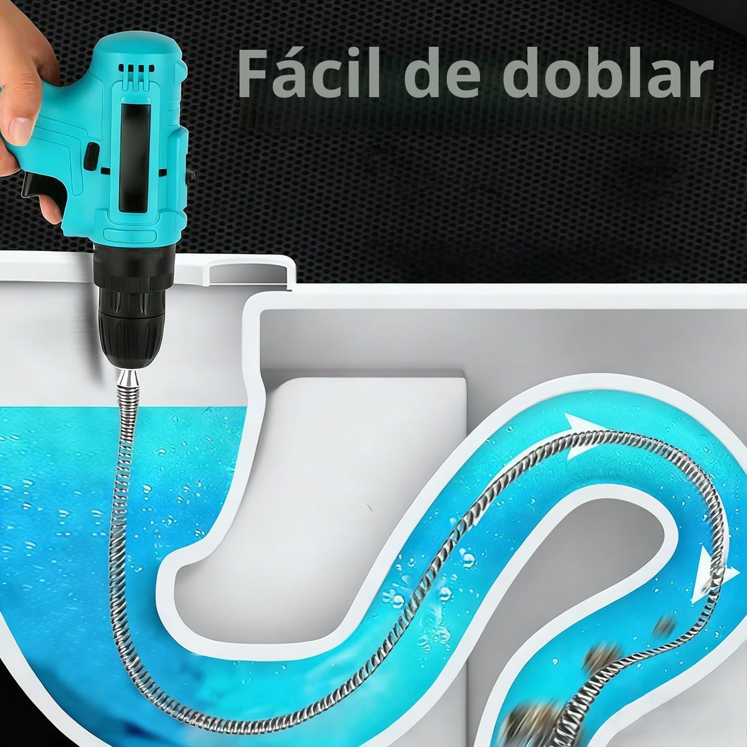 Juego de 3 Muelles Desatascadores, Espiral de Limpieza de 1m, 2m y 4m | Diámetro 12 mm para Todo Tipo de Tuberías, Herramienta para Ducha, Lavabo y Desagües