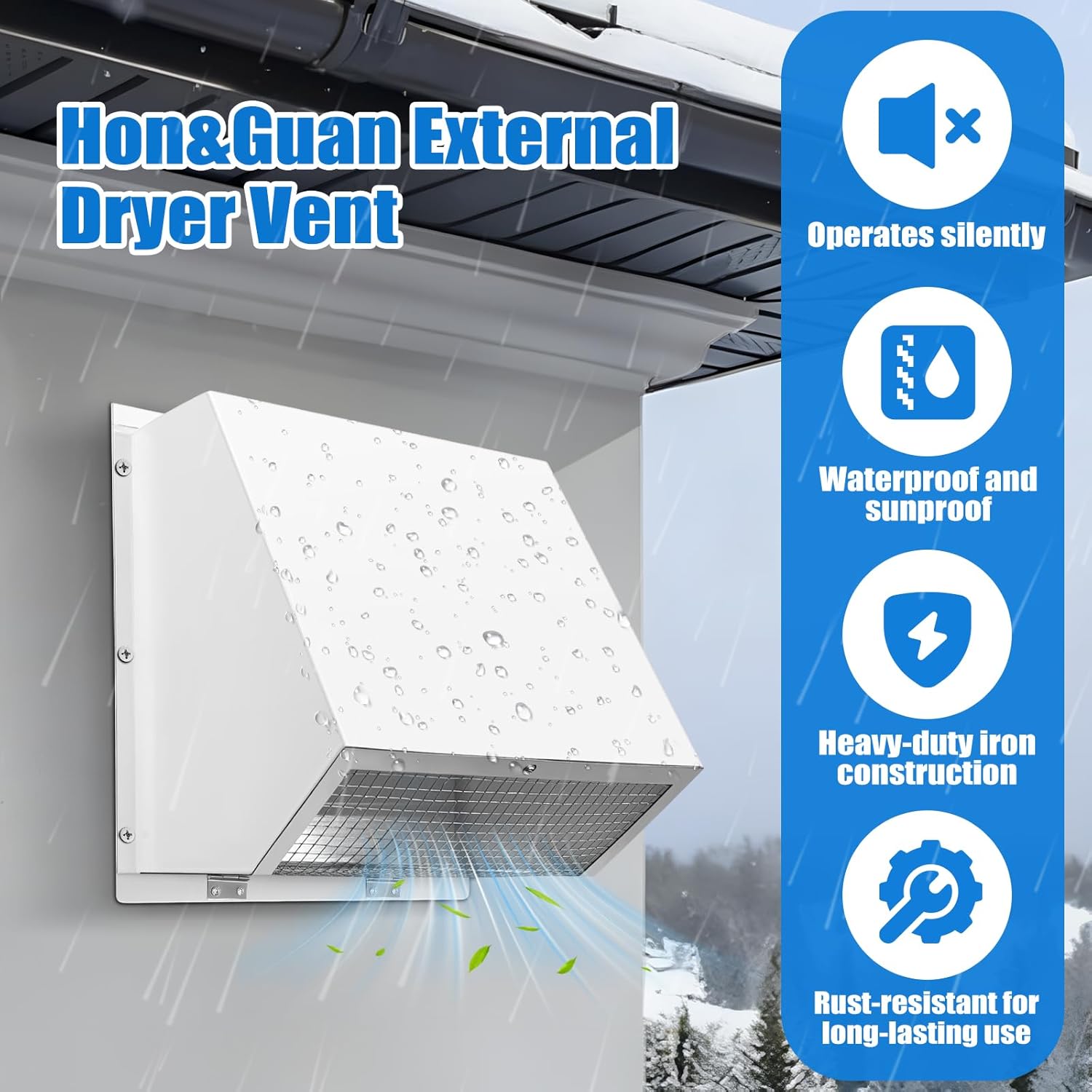 8 Inch Microwave Wall Vent Cover for Range Hood Exterior Wall Vent Microwave Exhaust,Kitchen Bath HVAC Duct Air Ventilation, Outside Vent Cover Fits 8’’ Round Duct