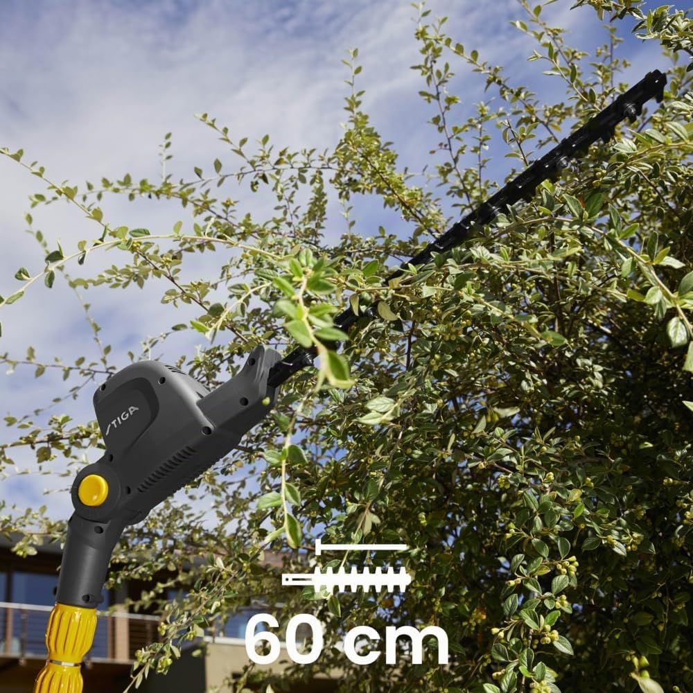 STIGA PH 700e Tagliasiepi Telescopico A Batteria, 48 V, 60 cm – Asta Telescopica 65 cm, Lama Doppia Azione Regol. 6 Angoli – Per Siepi E Alberi Alti
