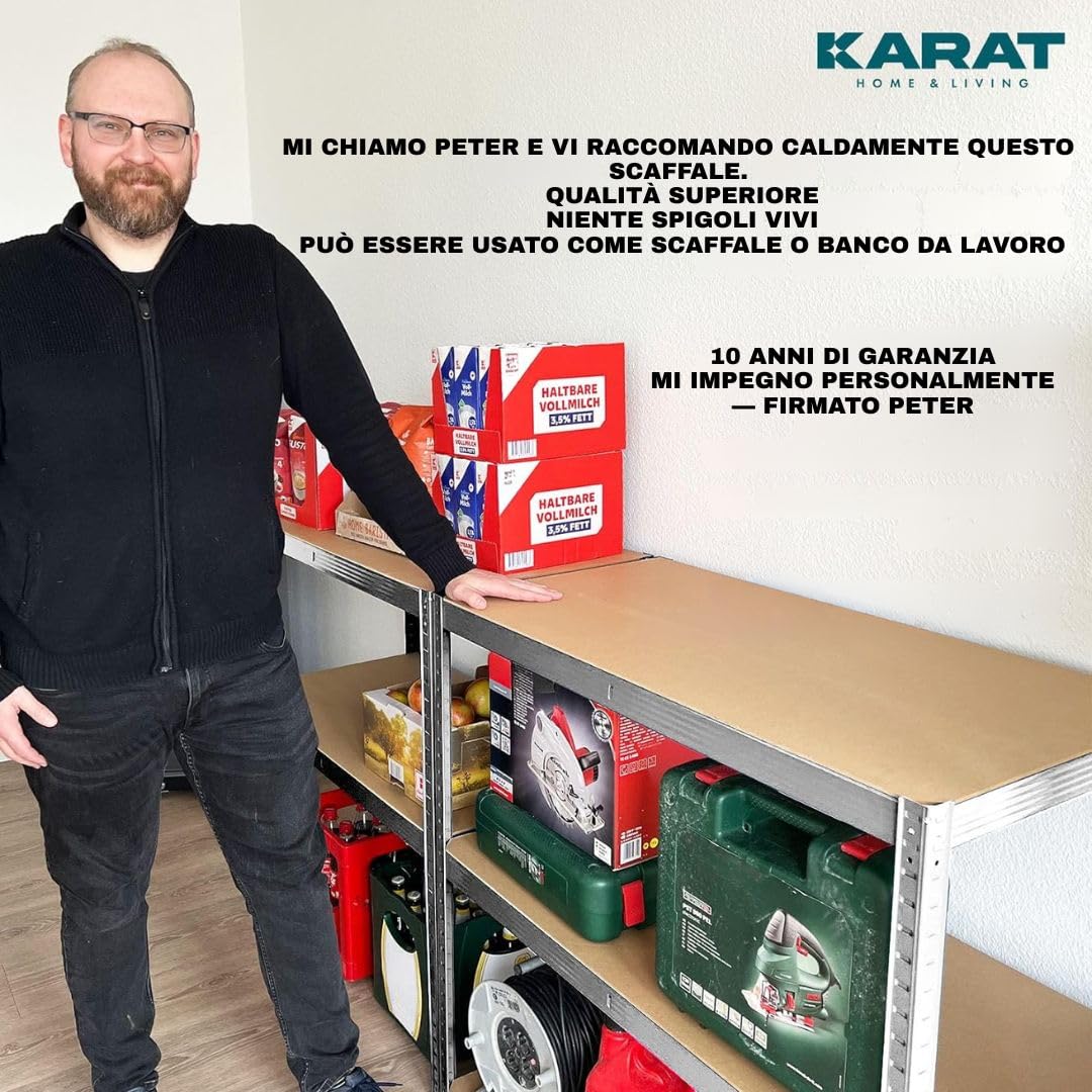 OfficeMarshal L Confezione doppia di scaffali per carichi pesanti zincati, 200 x 100 x 50 cm, scaffalatura, scaffalatura, scaffale, sistema a incastro montato senza attrezzi (Lakota)
