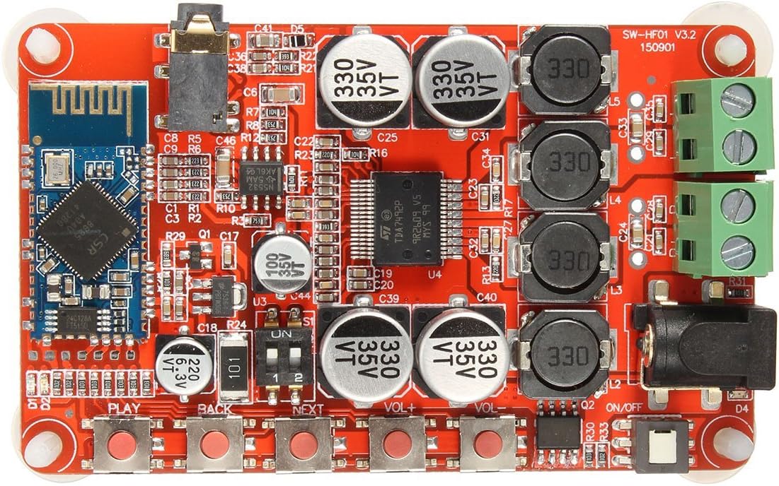 TDA7492P Dual Channel Wireless Bluetooth 4.0 Audio Receiver Digital Amplifier Board with 3.5mm Plug (TDA7492P Chip)