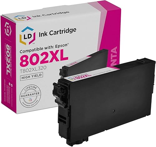 LD Cartucho de tinta remanufacturado de repuesto para Epson 802XL T802XL320 de alto rendimiento (Magenta) compatible con Workforce Pro EC-4020