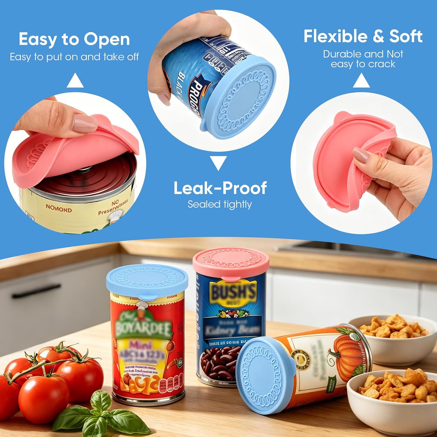 2Pack 3 inch Silicone Can Lids for Chef Boyardee|Van Camp's|Goya|Bush's Best|Farmer's Market Can,Can Cover for Canned Good,Reusable Can Lids Can Topper Saver Dishwasher Safe
