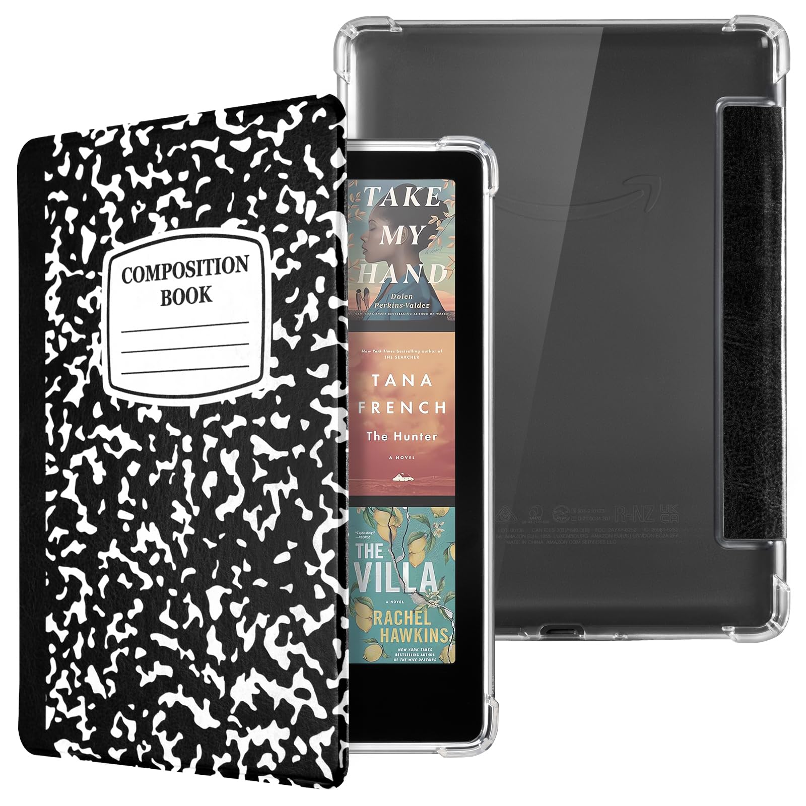 CoBak Case for 7" Ereader - New PU Leather Cover and Clear Soft Silicone Back Cover with Auto Sleep Wake Feature