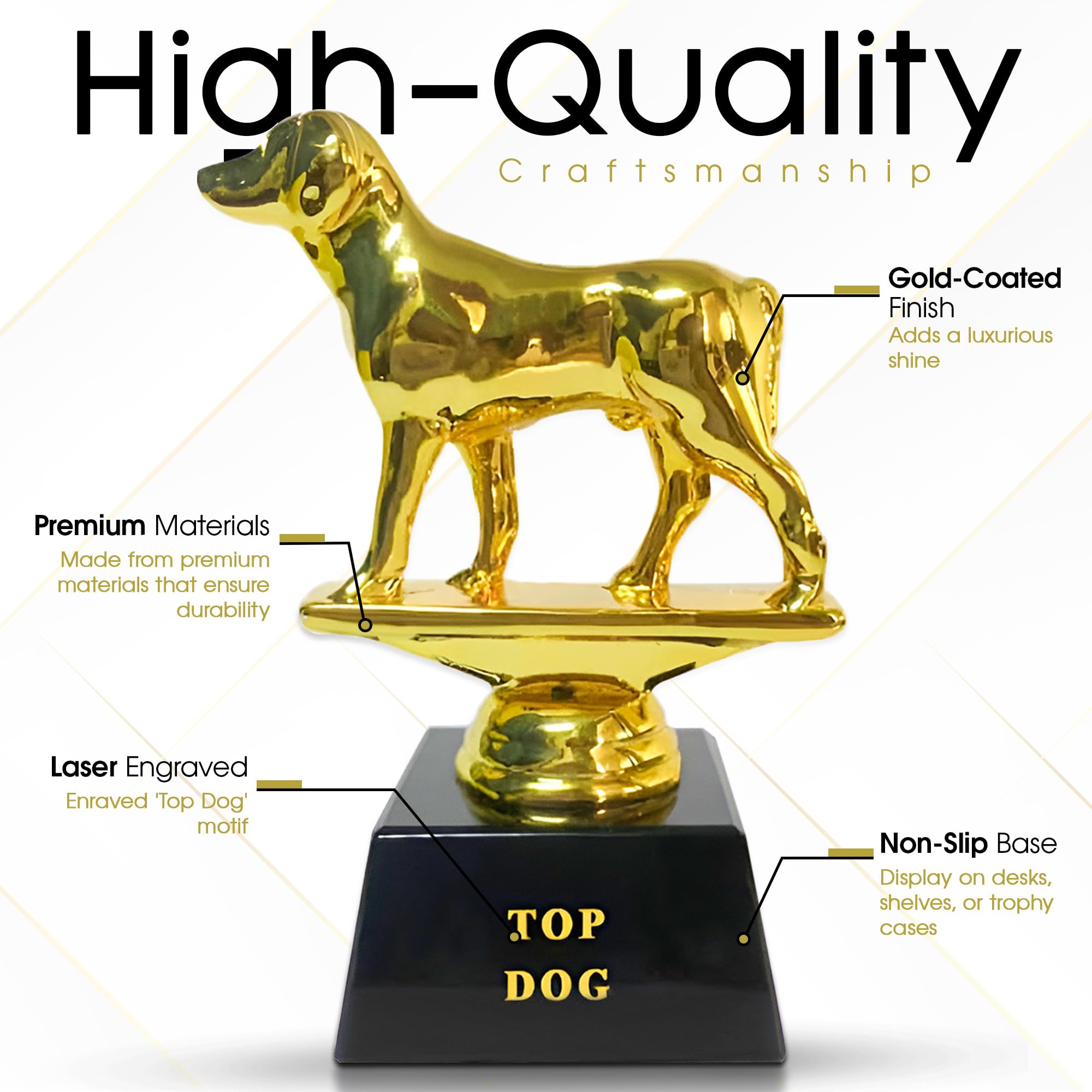 Vaulted Skulls & Co Top Dog Trophy, Greatest of All Time Trophy, reconocimiento grabado con láser, trofeo deportivo, trofeo para mascotas, trofeo de oficina (similar al trofeo de cabra), tamaño 3