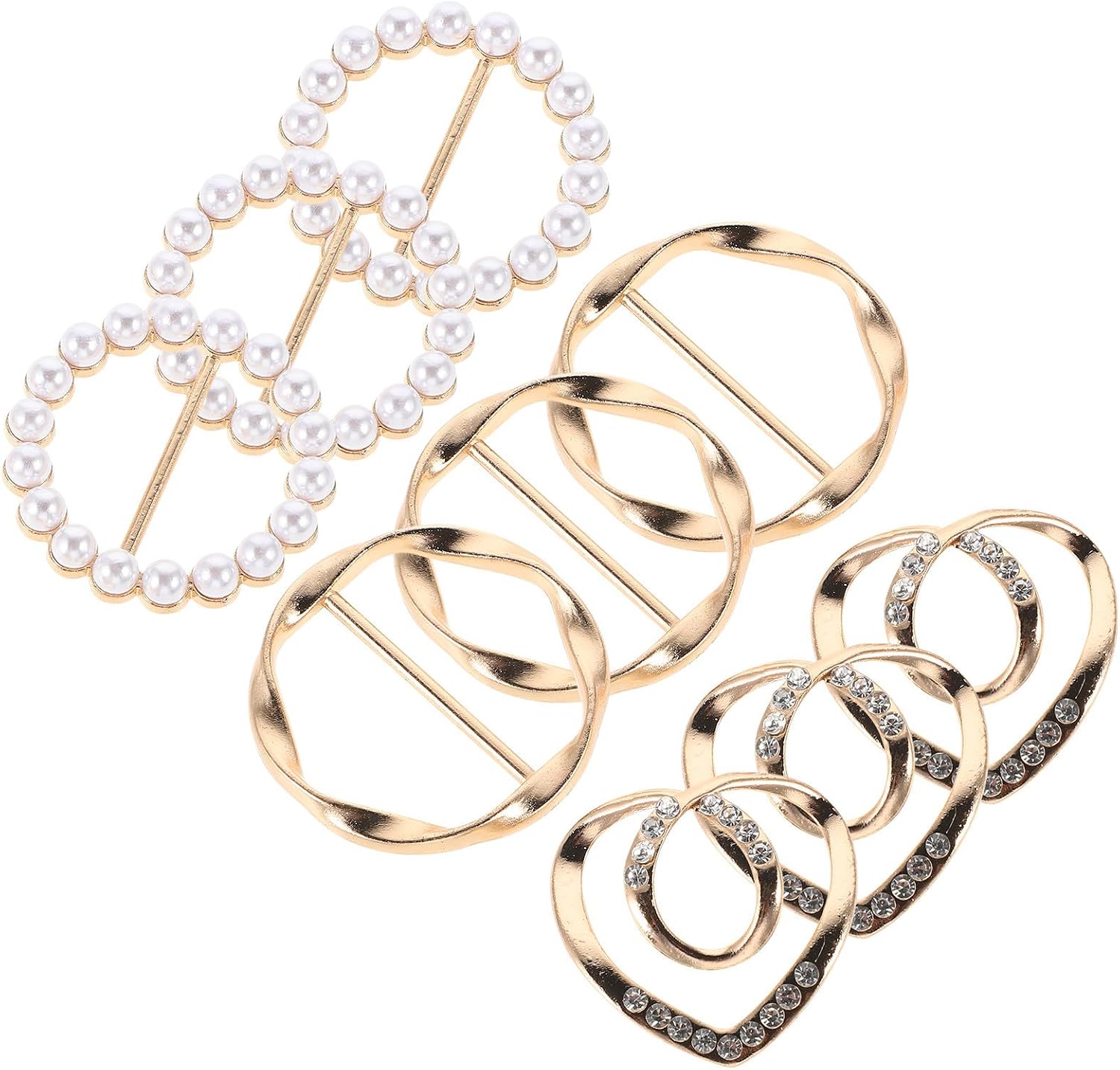 9pcs Scarf Ring Clip T Shirt Metal Tie for Women Shirt