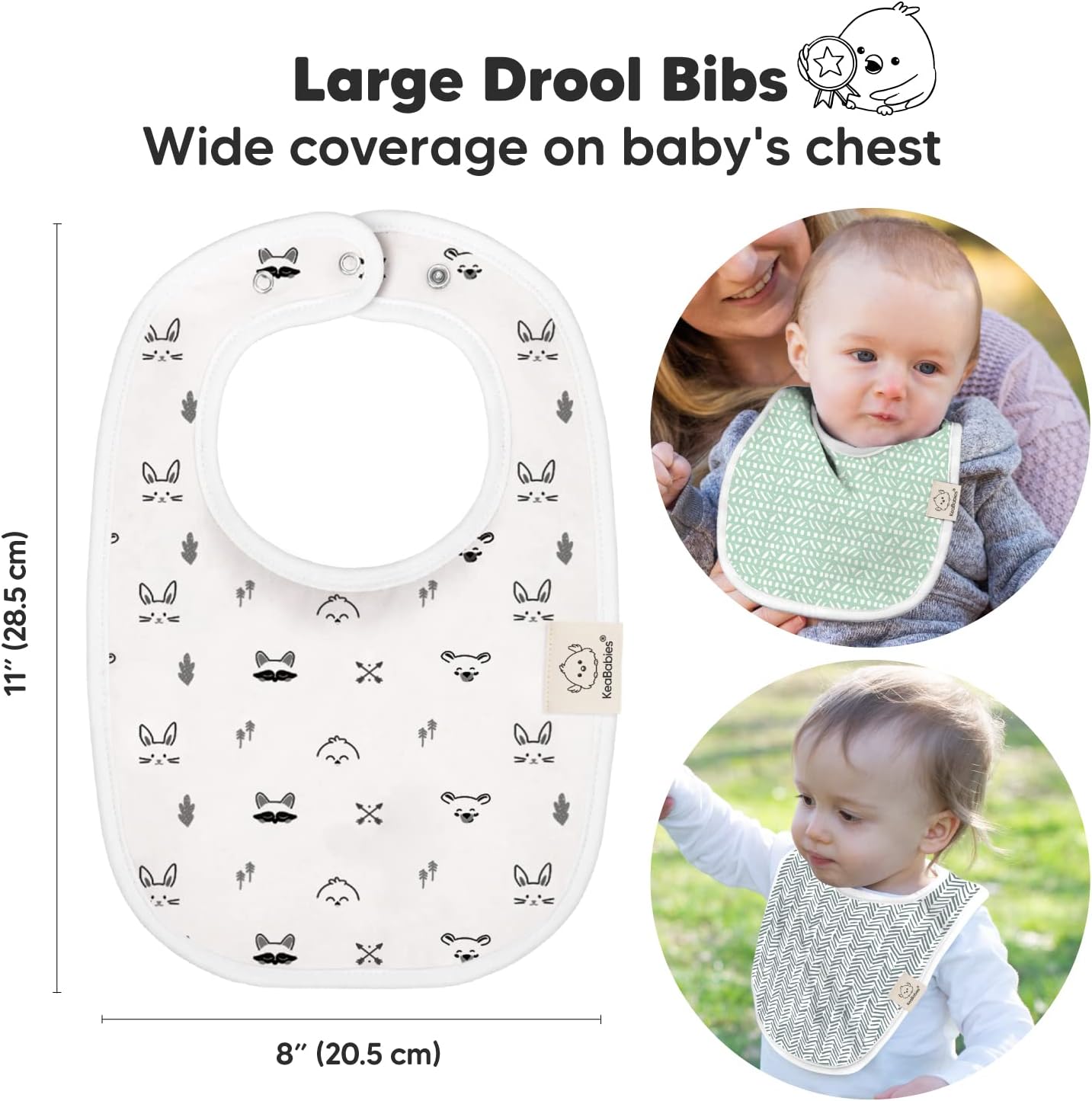 KeaBabies 8-Pack Baby Bibs for Girls & Boys and 5-Pack Muslin Burp Cloths Baby Boy, Girl - Teething Baby Bibs for Boy, Girl - Cotton Burp Cloth