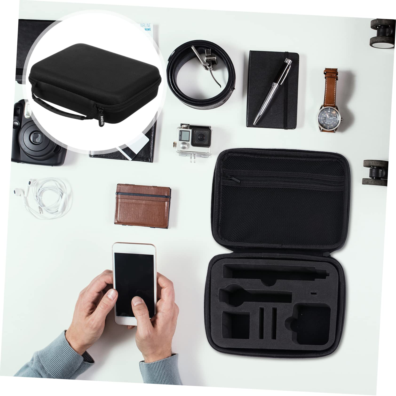 iplusmile Borsa Per Action Camera Custodia Rigida in Oxford Doppio e Cuscinetto Interno in Eva Design Scomparti Impugnatura in Gomma Antiscivolo