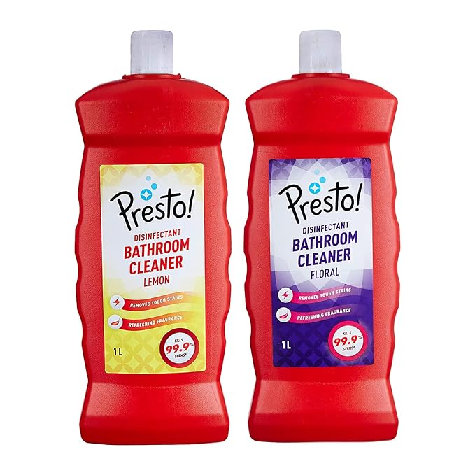 Amazon Brand Presto! Bathroom Cleaner Lemon (1 L) + Floral (1 L) Combo Amazon.in Health