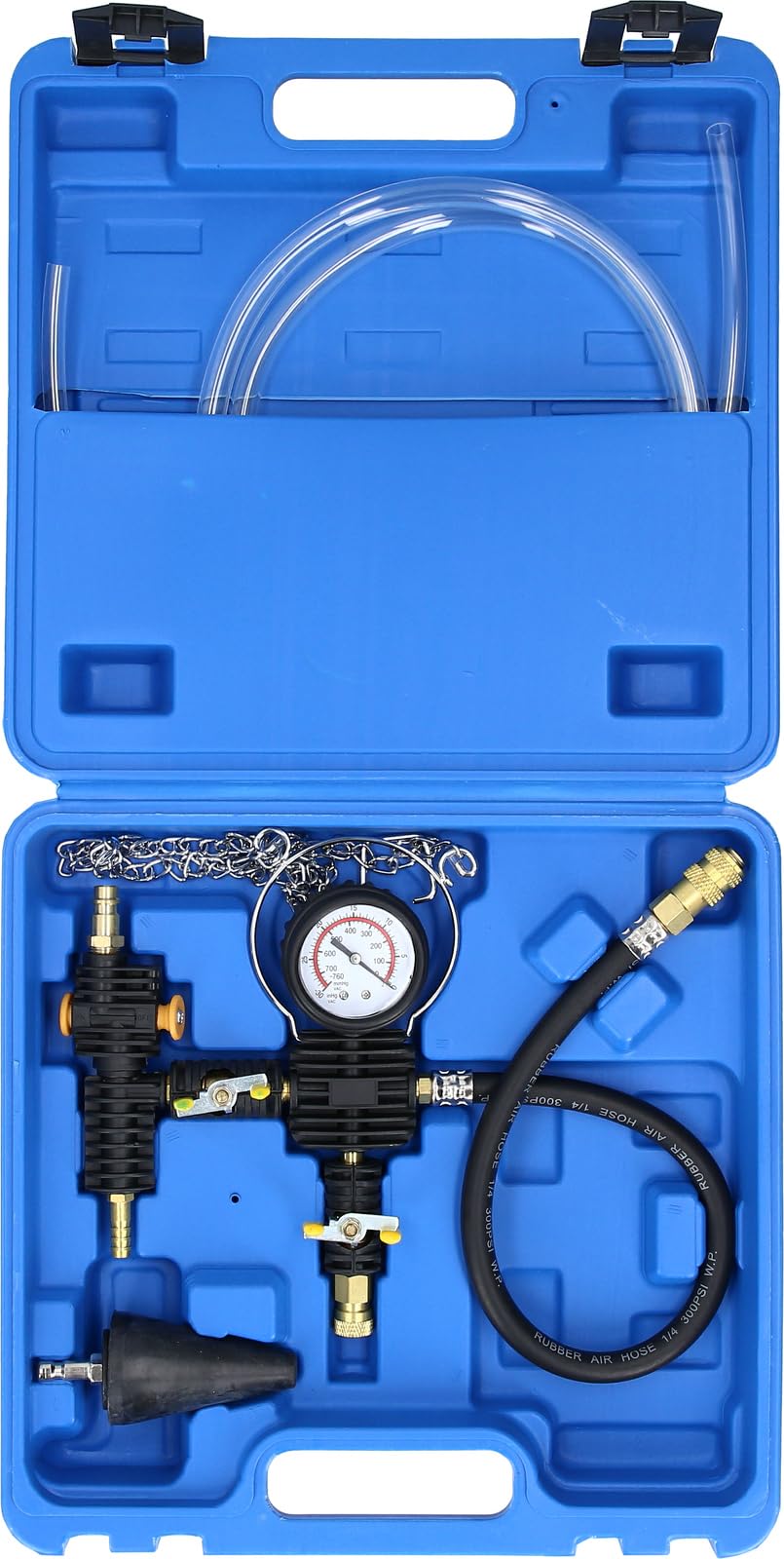 Kit de Remplissage et de Purge Universel BT521100-4 Pièces pour Système de Refroidissement et de Ventilation Voiture - Sans Bulles d’Air - Adaptateur et Boîte de Rangement - BRILLIANT TOOLS