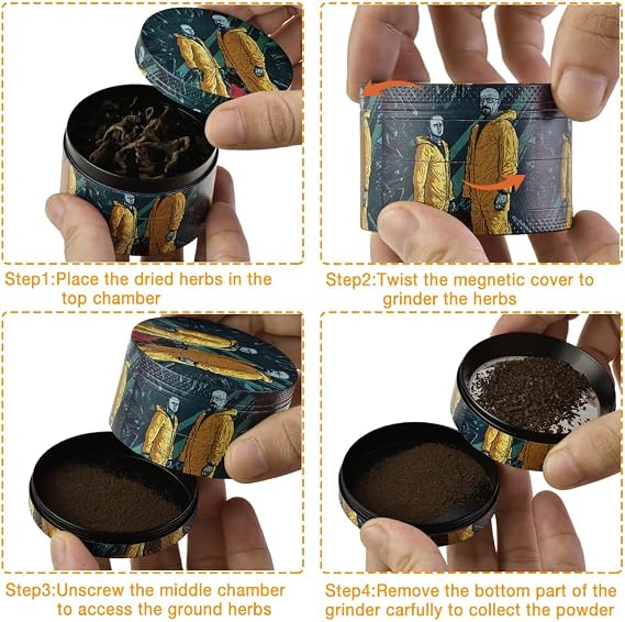 Herb Grinder,2.5inch 4 Parts Spice Grinder with Pollen Catcher, Color Painting Metal Grinder for Dry Herb and Spices (Green)
