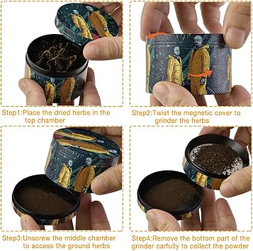 Herb Grinder,2.5inch 4 Parts Spice Grinder with Pollen Catcher, Color Painting Metal Grinder for Dry Herb and Spices (Green)