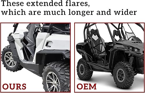 Miniatura 2 de SAUTVS Guardabarros extendidos para guardabarros con aletas de barro XXL más anchas para Can-Am Commander & Commander Max 800 1000 2011-2020