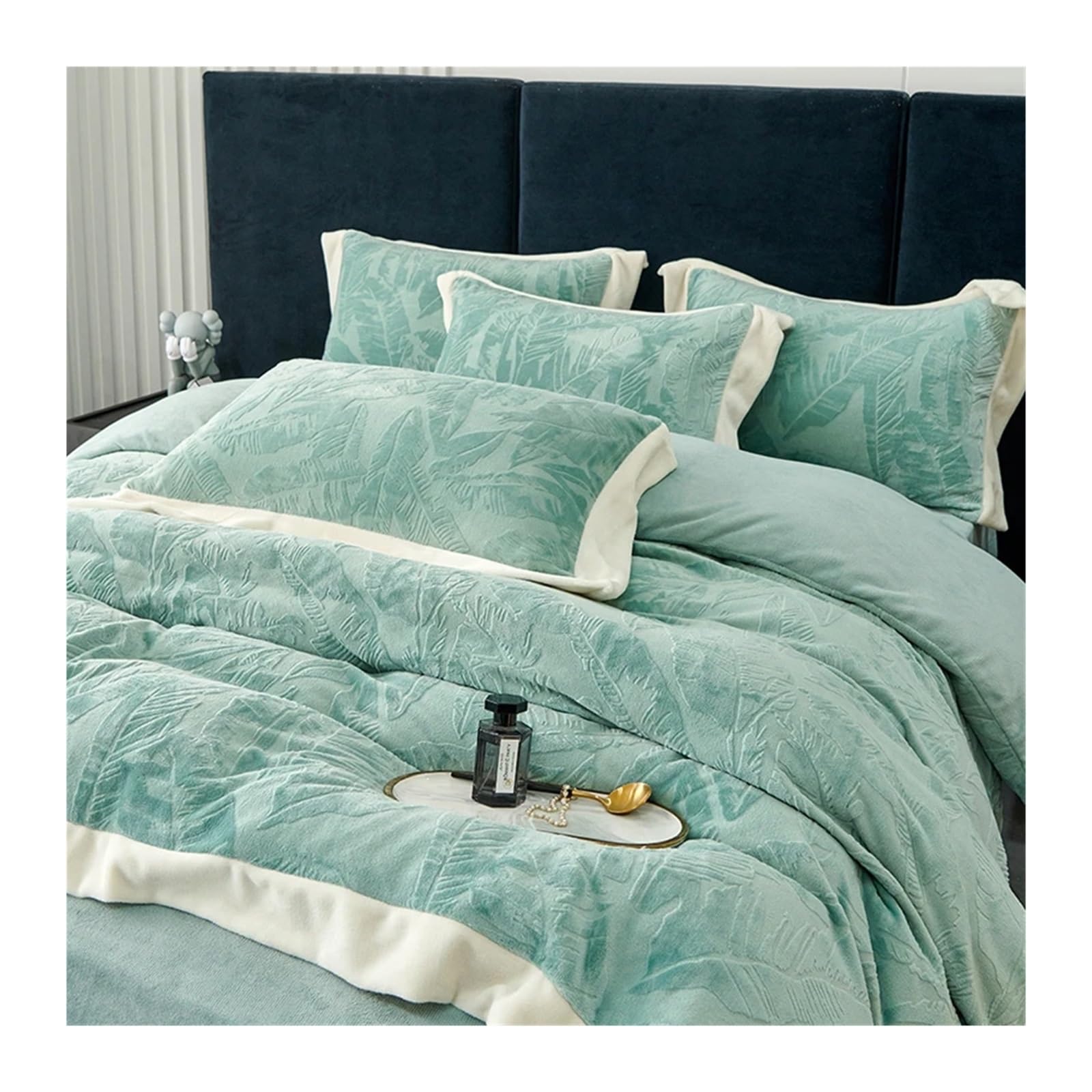 Komplet Pościeli Winter Fleece 4-Częściowy, Rzeźbiony Aksamit, Żakard, Koralowy Aksamit, Poszewka Na Kołdrę, Prześcieradło, Narzuta Na Łóżko, Poszewki Na Poduszki, Kołdr,1,King,Flat