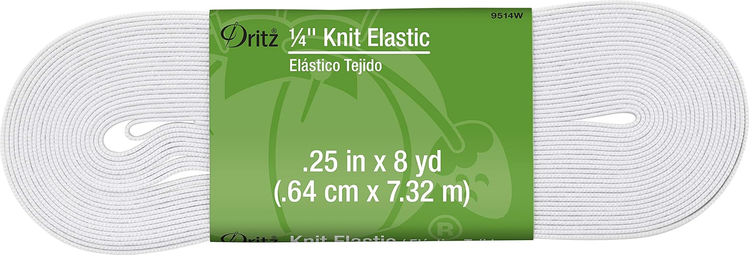 Dritz 1/4" Knit Elastic, 8-Yards Long, White, (Pack of 40, 240 Count Total)