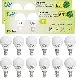 GY E14 LED Bulbs Neutral White G45 Energy Efficient, 4.9W…