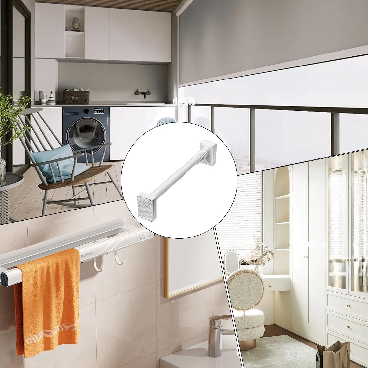 Laundry Clothes Hanger Laundry Rod Adjustable Multifunctional No Punching