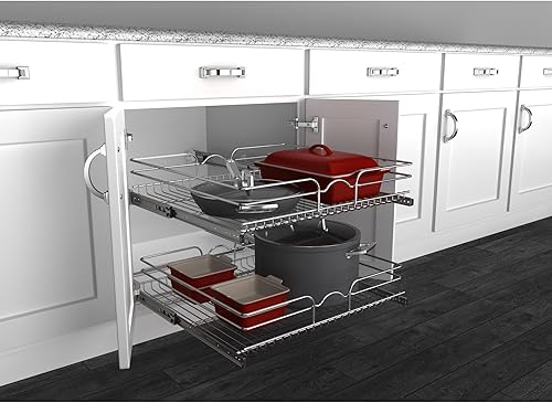 Miniatura 2 de Rev-A-Shelf Estante extraíble para armario de cocina de 2 niveles y organizador de cajones, cesta de almacenamiento de despensa deslizante en varios