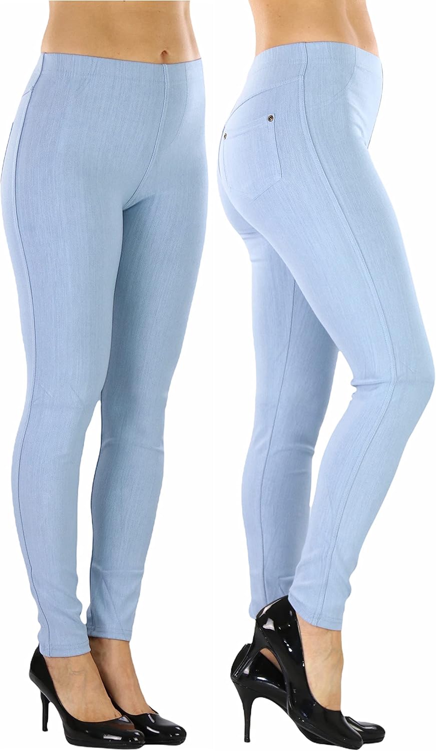 ToBeInStyle Women’s Easy Pull-On Denim Skinny Fit Comfort Stretch Leggings Jeggings - Image 3
