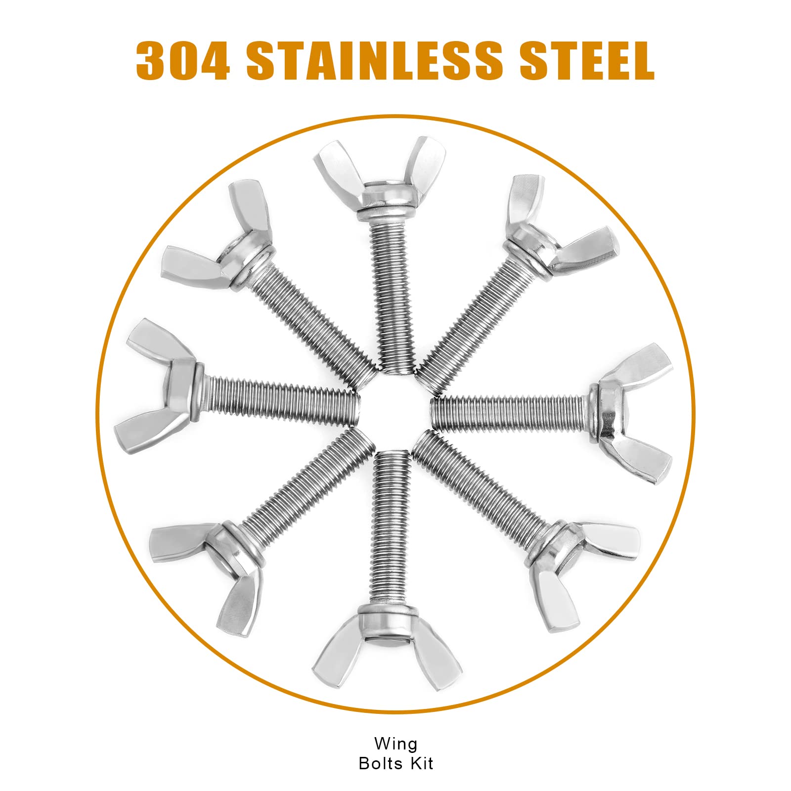 Bulloni A Farfalla M6 X 12 In Acciaio Inox 304 - Confezione Da 30 Pezzi, Superficie Lucida - Foto 6