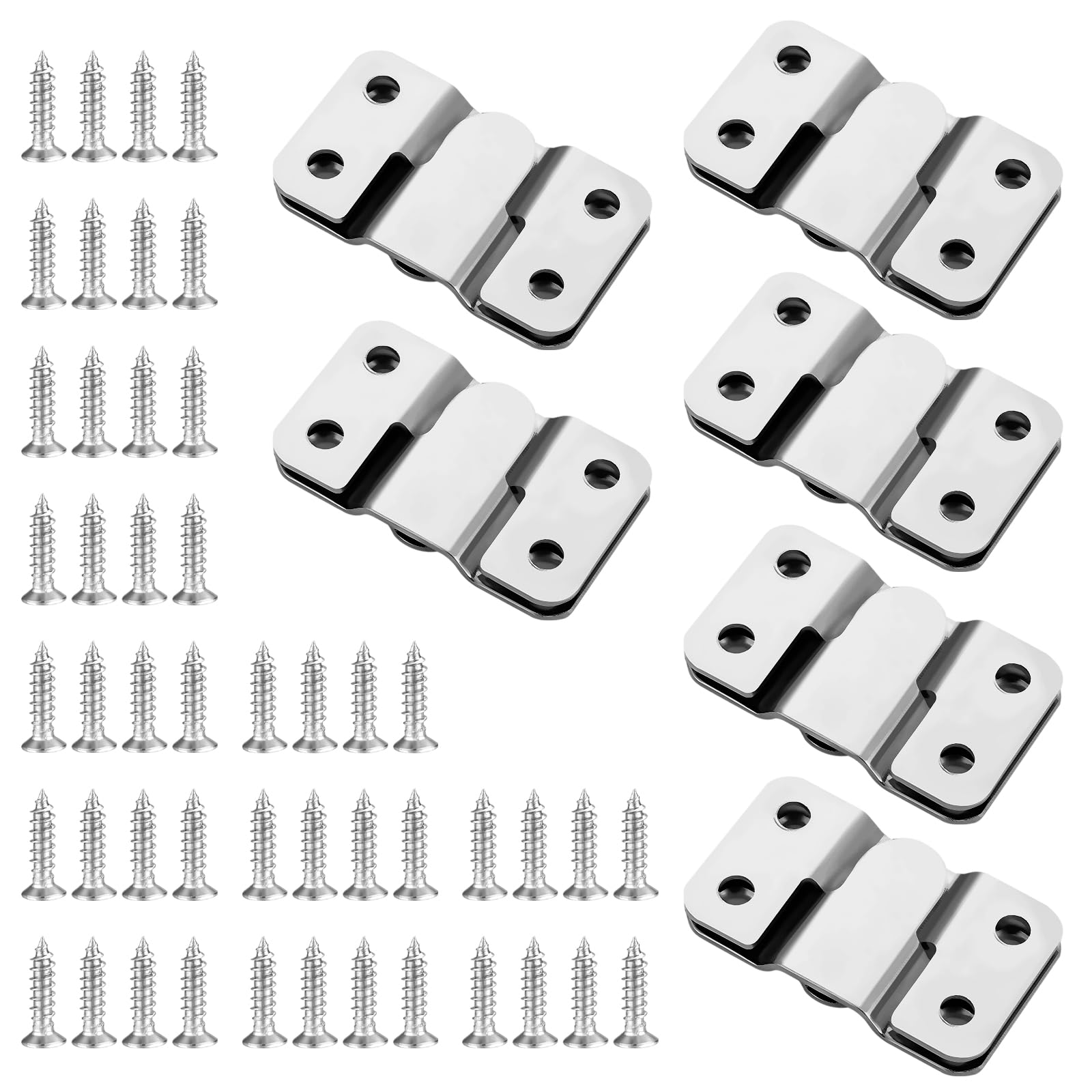 6 works Flush Mount Brackets with Screws, Thickened Stainless Steel Wall Mounted Headboards, Mirror Hanging Kit Heavy Duty