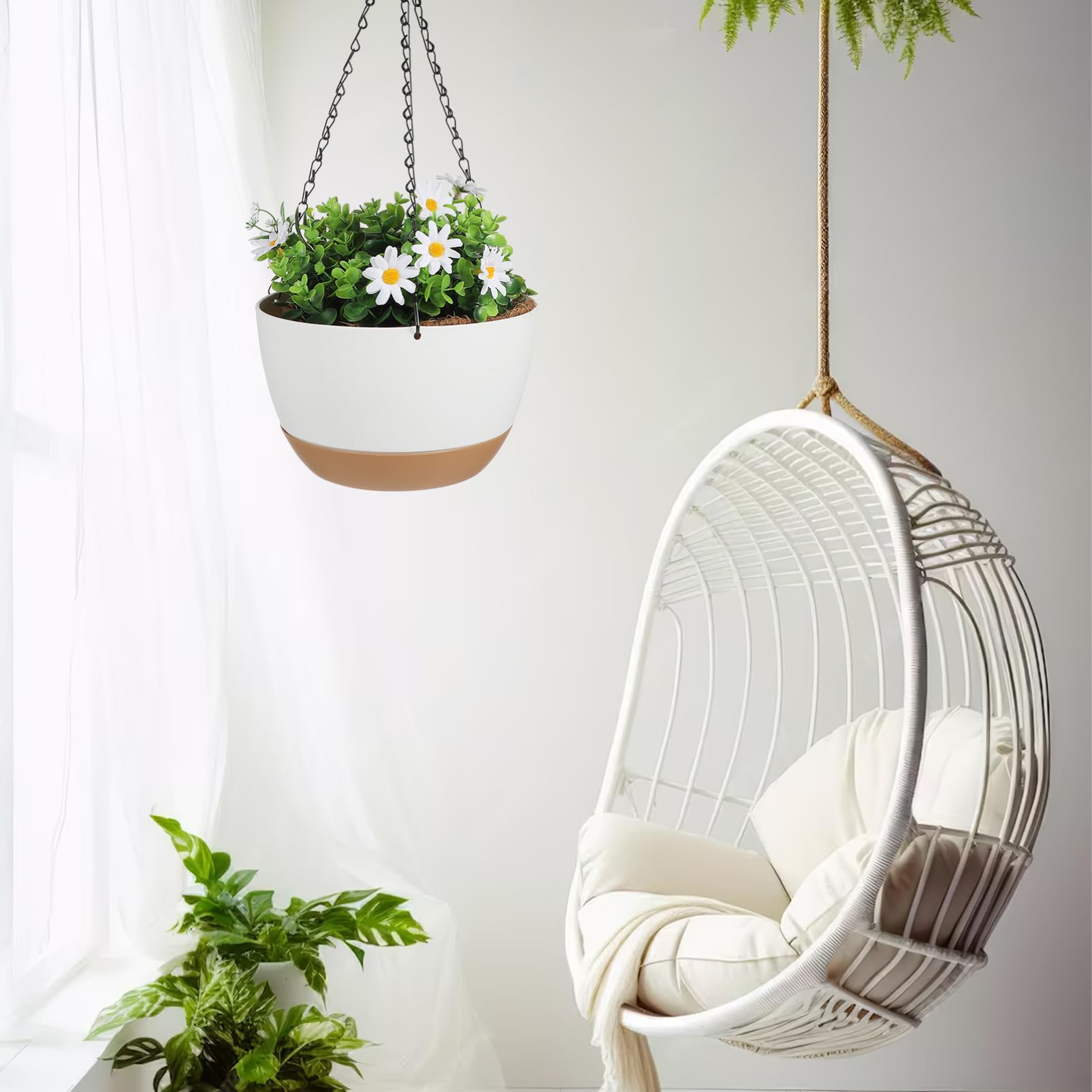 YARNOW Paquet De 2 Pots À Arrosage Automatique pour Plantes D'intérieur Jardinières De 9. 6 Pouces avec Drainage Cintre pour Plantes D'intérieur ()