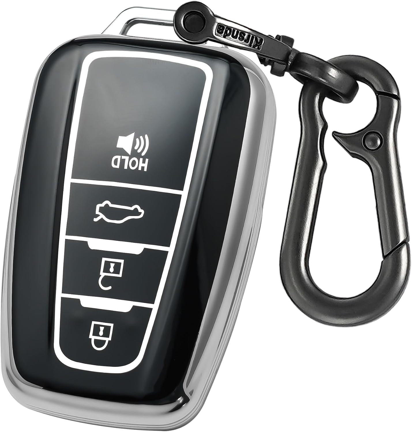 Kirsnda Key fob Cover Compatible with Toyota Camry RAV4 Highlander Avalon C-HR Prius Corolla ect Smart Remote Key Accessories,TPU Protection Key Case,A Model Silver