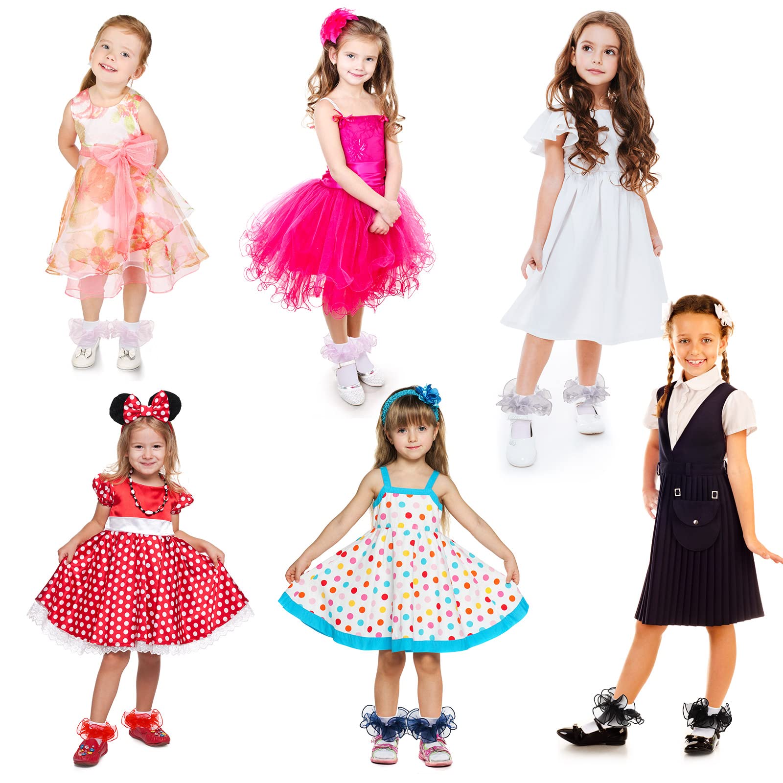 15 pares de calcetines con volantes para niñas pequeñas, calcetines de doble encaje a granel, puños grandes con volantes para bebés y niños pequeños