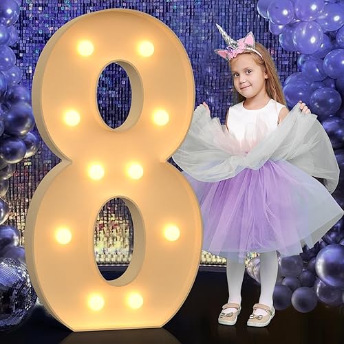 Miniatura 88 de Números iluminados grandes de 4 pies, números de marquesina 2 para decoraciones de cumpleaños de 21 para niños y niñas, números gigantes iluminados