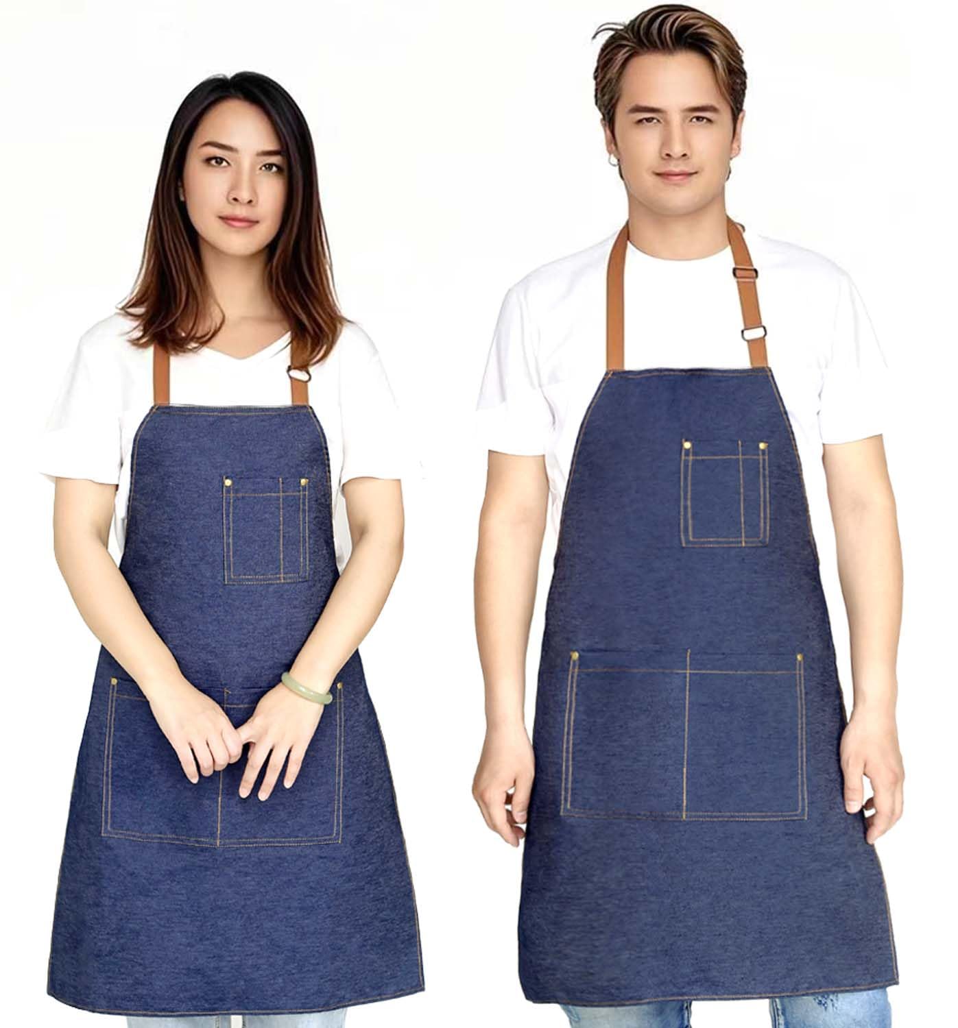 Delantales de cocina, delantal de cocina ajustable con 2 bolsillos, delantal de cocina para chef, barbacoa, restaurante