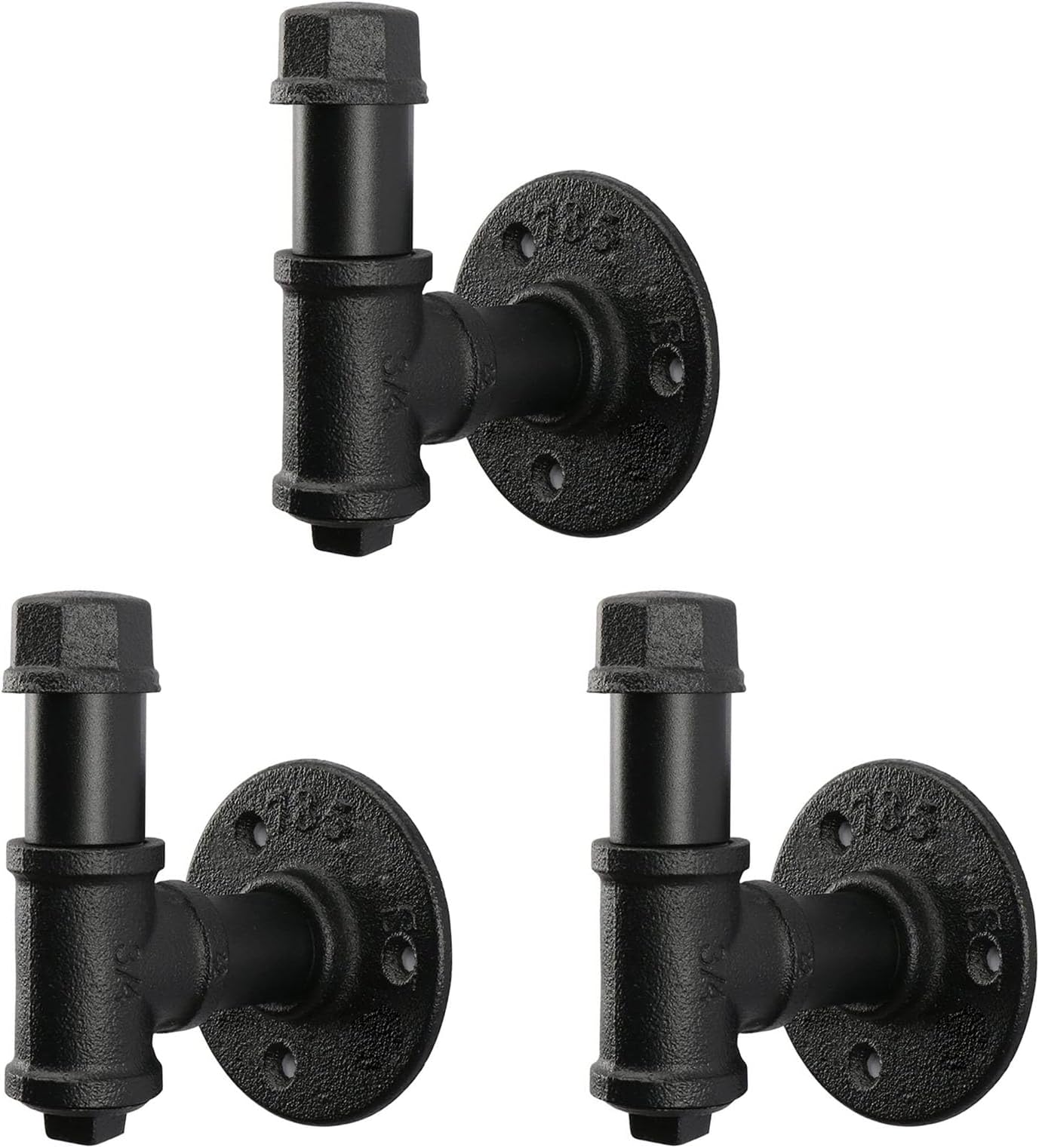 Jeasor 3 Pack Industrial Iron Pipe Robe and Towel Hooks Wall Mounted Home Dec...