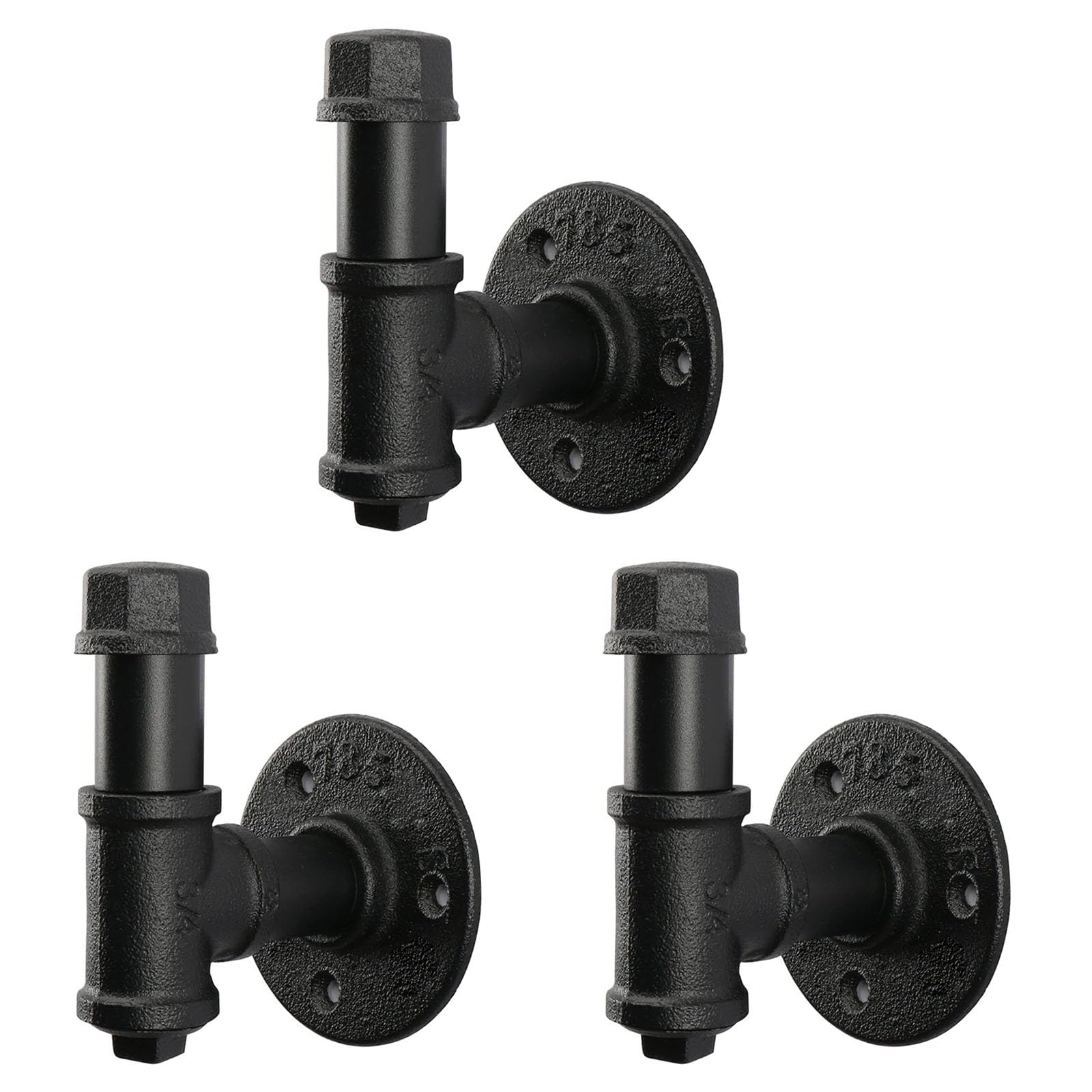 Jeasor 3 Pack Industrial Iron Pipe Robe and Towel Hooks Wall Mounted Home Decor, Bathroom Hardware Rustic Vintage Style Heavy Duty Farmhouse DIY Coat Hook for Wall Hanging