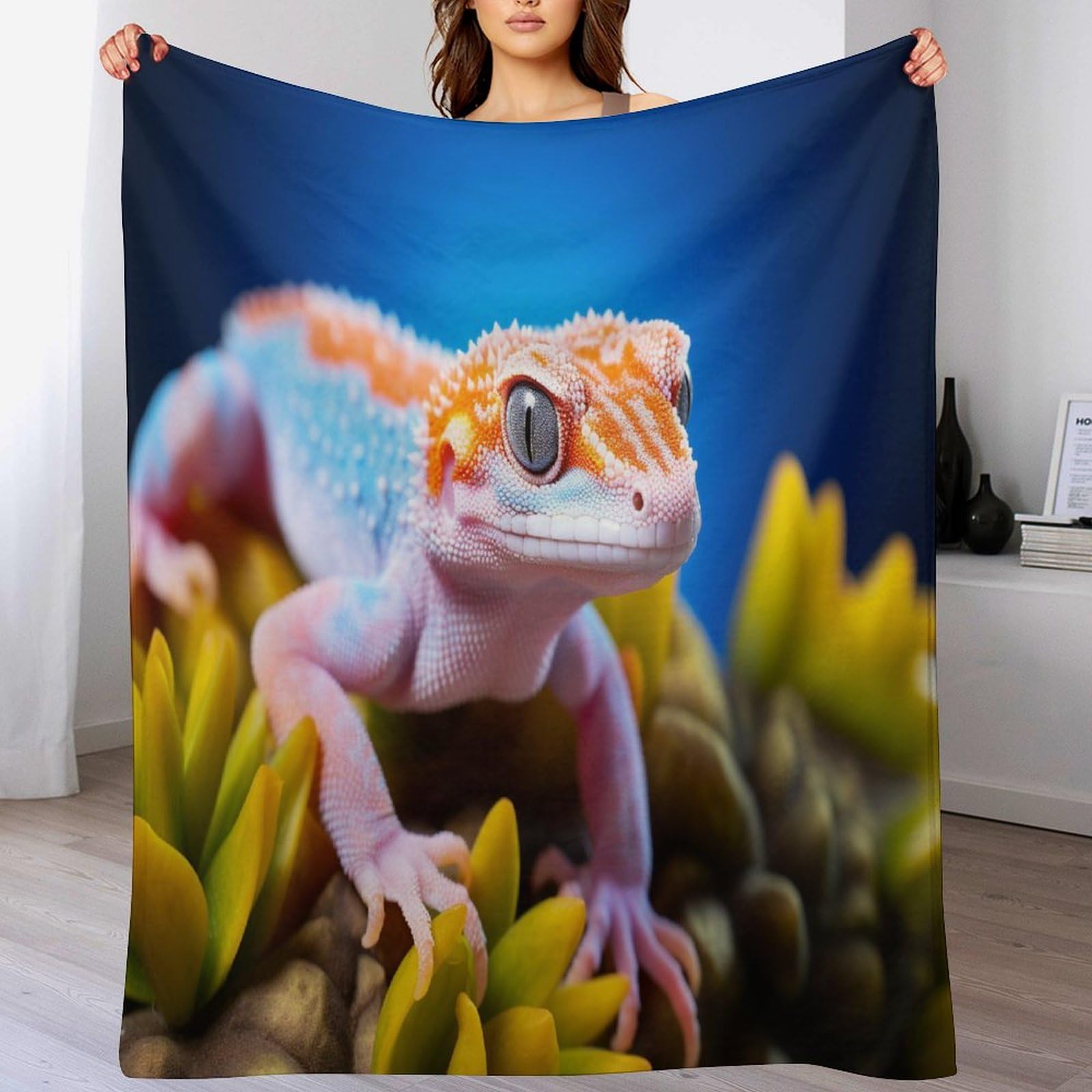 Couverture lézard en polaire de flannel douce et moelleuse pour canapé 130x150cm