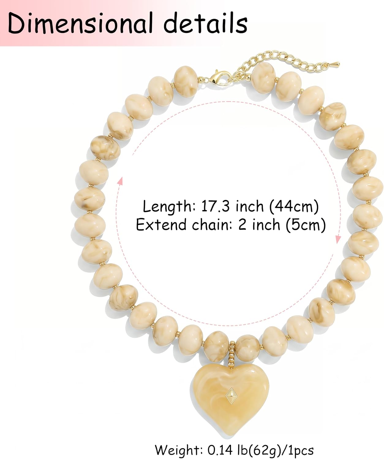 Elegance 11 designs Chunky Heart Necklace for Women, Colorful Acrylic Beaded Statement Puff Heart Necklace, Cute Boho Y2K Choker Necklace for Gift Jewelry