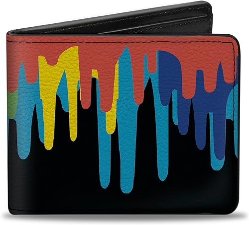 Buckle-Down Billetera plegable de PU para hombre, color negro y multicolor, 4.0 x 3.5 pulgadas, Varios colores