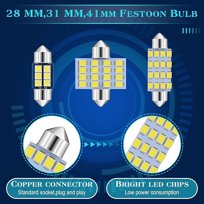 Kit de 50 bombillas LED para automóvil T6 T10 28 mm 31 mm 41 mm miniatura 3