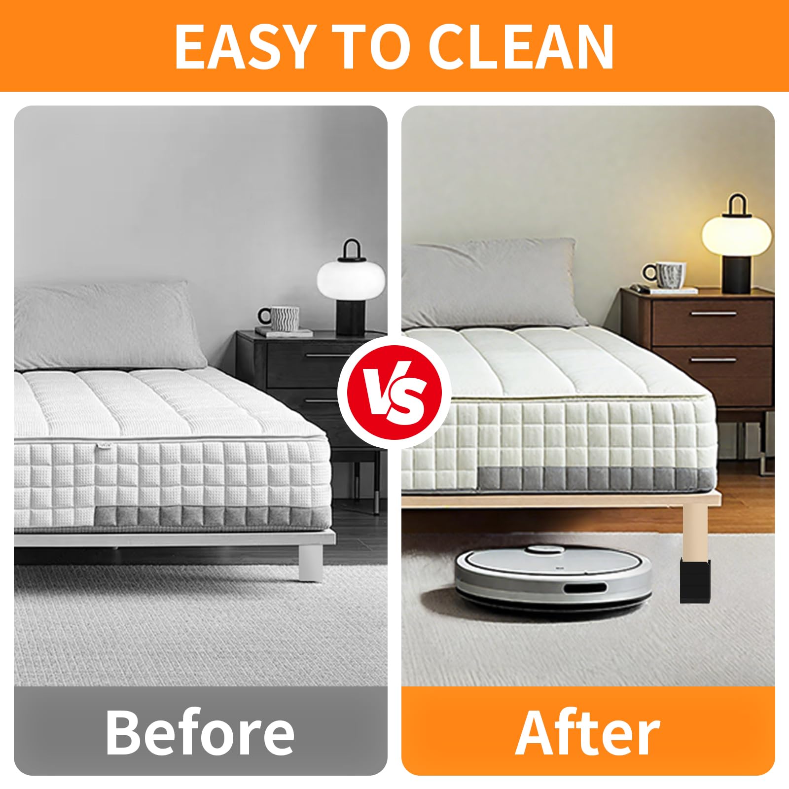 RCHYFEED 4 elevadores de muebles de 10 cm, altura ajustable, elevador de mesa antideslizante, elevador cuadrado de muebles para cama, sofá, silla, elevador de piernas, elevador de muebles, hasta 1000