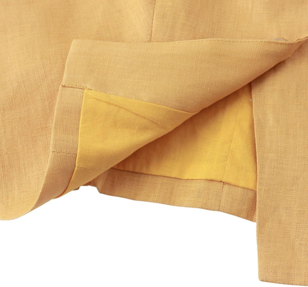 Amazhiyu Womens 100% Linen Summer Button Up Crop Top Lapel Waistcoat Vest Casual Yellow, Small - Image 5