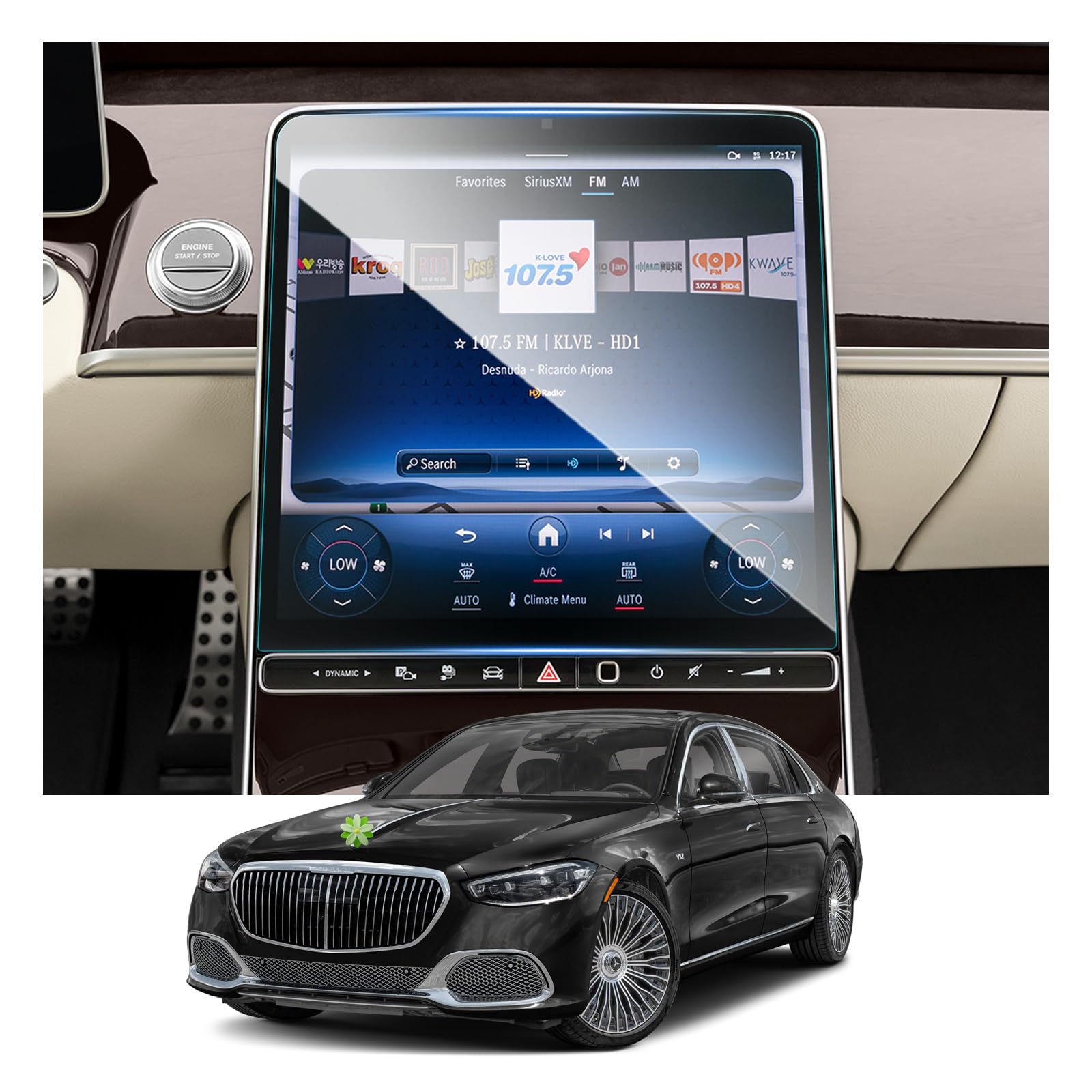 Ruiya 2021-2026 S Class Sedan Screen Protecto for Mercedes Benz S580/S500/Maybach(S 580/S 680) 12.8" Display Touchscreen 9HD Tempered Glass Compatible with 2021-2026 Mercedes Benz S Class