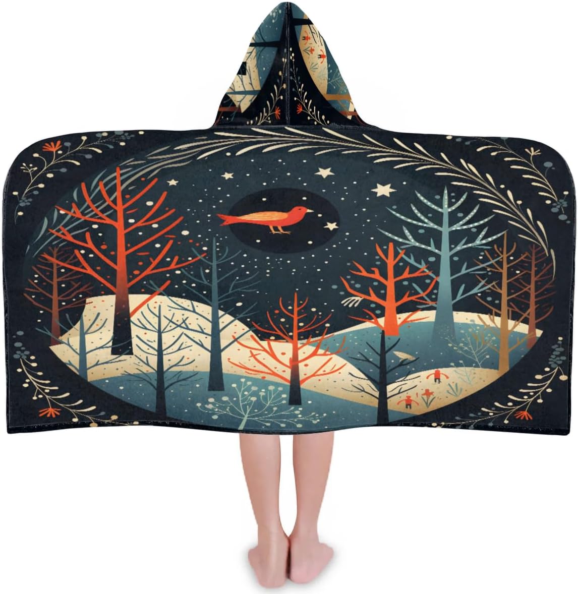 Pardick Kid Bath Towels Winter Snow Tree Kids Towel with Hood for Girls Boys Beach Towel Pool Cover Up Soft Absorbent Toddler Hooded Bath Towel for Shower, Beach, Pool
