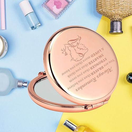 Miniatura 5 de KEYCHIN Espejo de bolsillo de película Beauty Beast Princess Belle, regalos para fanáticos de la princesa Always Remember You are Braver Stronger