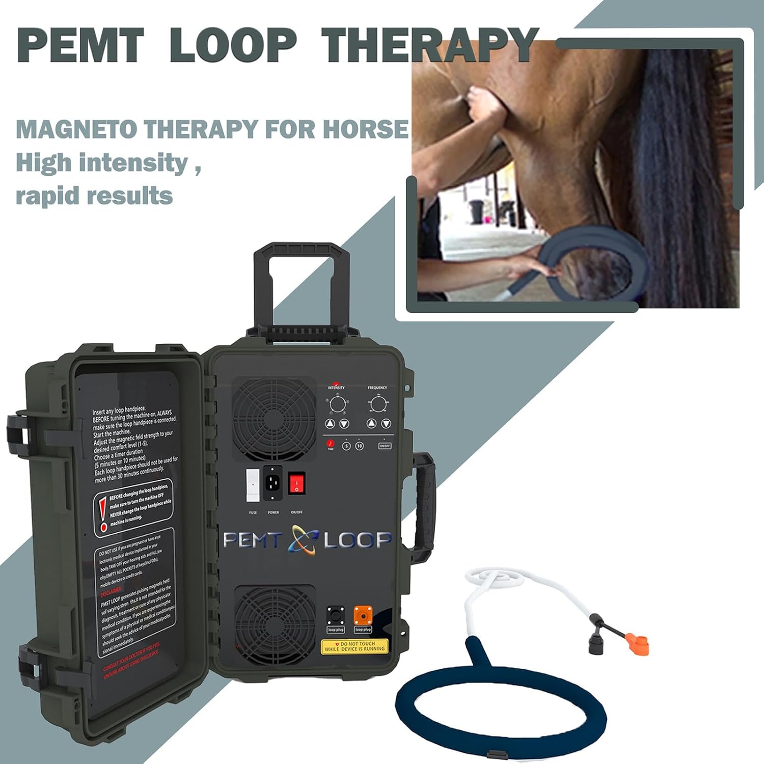 PEMF Therapy Devices for Horses, Portable PMST Loop Magnetic Therapy Machine PEMF Pulse Electromagnetic Rehab Equipment for Pain Relief Sports Recovery