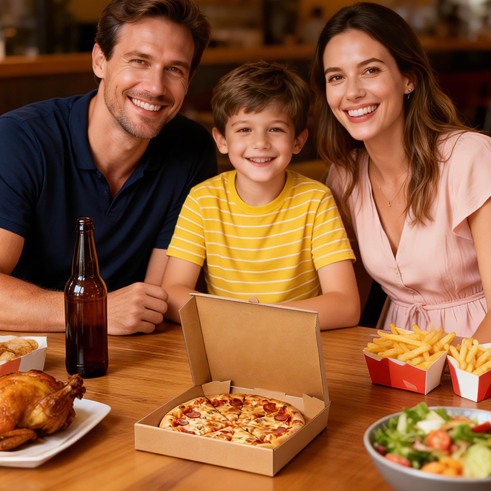 ULTECHNOVO 10 Scatole per Pizza in Carta Kraft per Pizze da 8 a 9 Pollici, Colore Marrone Neutro | Scatole per Alimenti da Asporto in Carta Spessa, Facili da Piegare, Ideali per Pizzerie, Panetterie, Feste, Bar E per Uso Dom