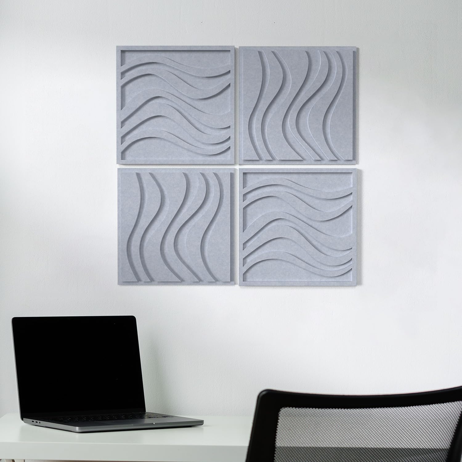 3D Decorative Felt Acoustic Wall Panels Wave Pattern | Double-layer Sound absorbing felt panels reduce echo&noise, Peel&stick, no tools–perfect for home offices, studios, bedrooms