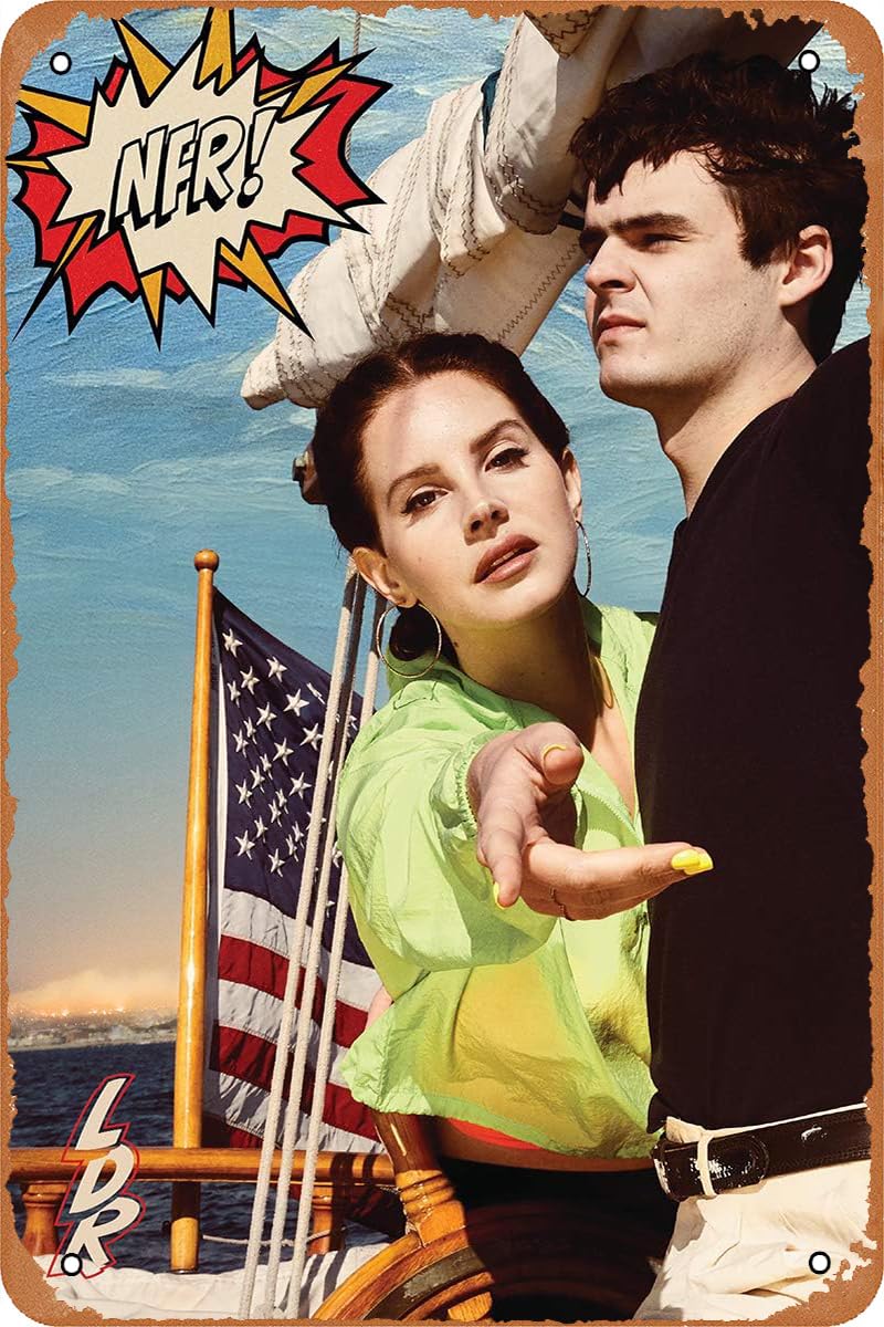 Vintage Look Metal Sign Lana Del Rey Music Poster for Cafe Bar Man Cave Office Home Wall Decor Gift Retro Tin Sign 12 X 8 inch