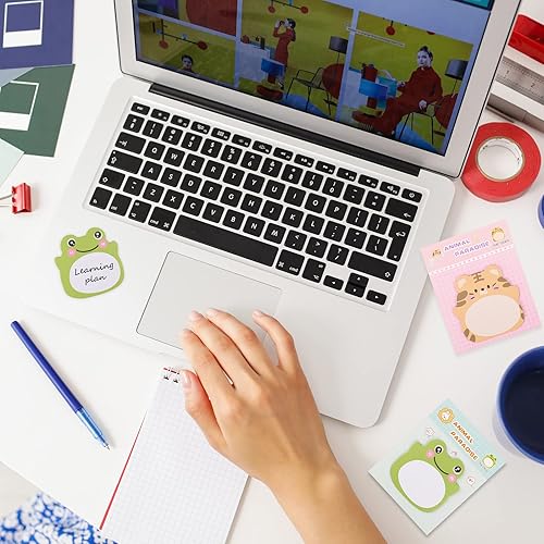 Miniatura 3 de cobee Notas adhesivas de animales lindos, paquete de 8 notas autoadhesivas de animales kawaii, marcadores de dibujos animados, banderas, formas