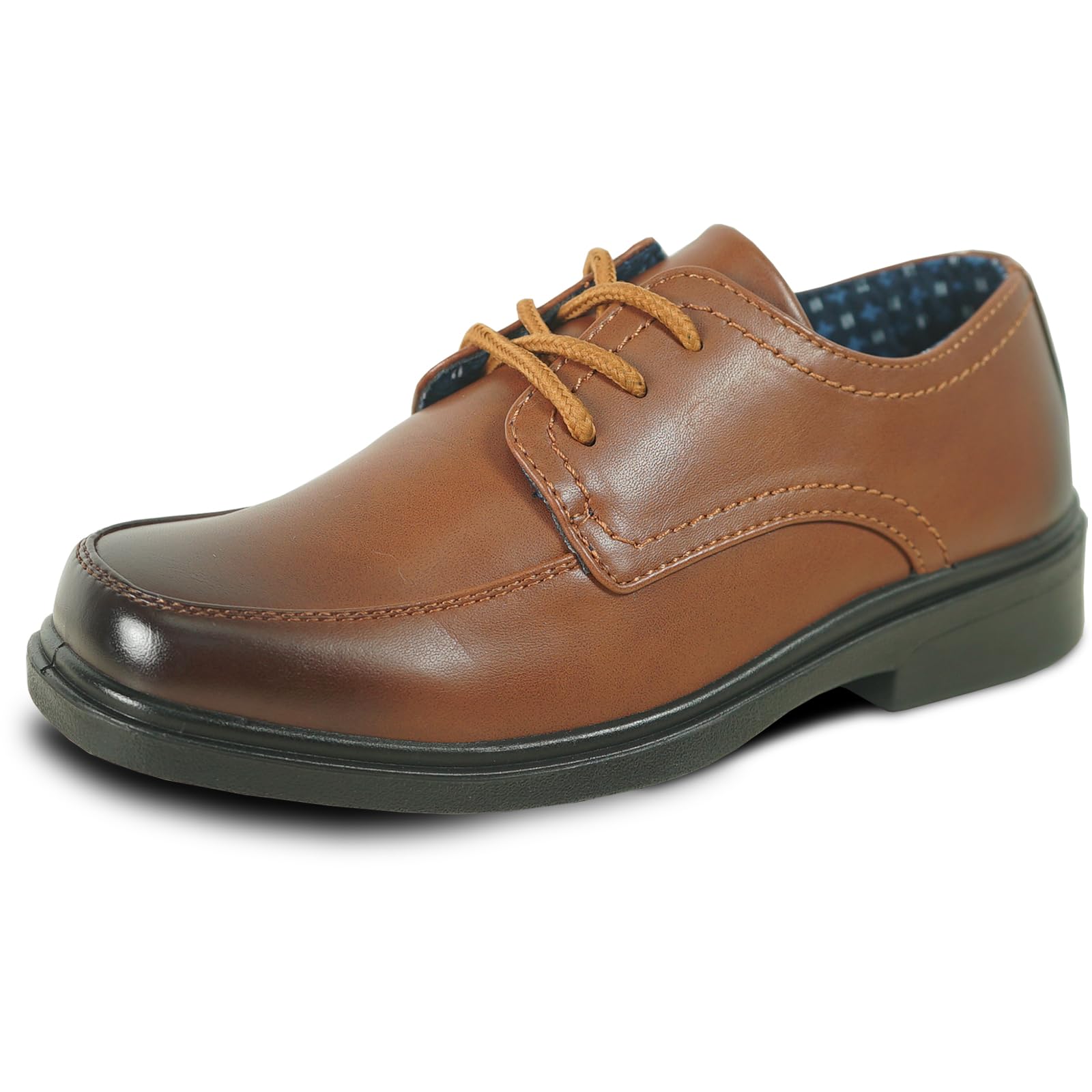 bravo! Boy Classic Slip-on Loafer and Lace-up Oxford William Kid Dress Shoe School Uniform with Removable Insole and Square Toe Black Brown Black Patent