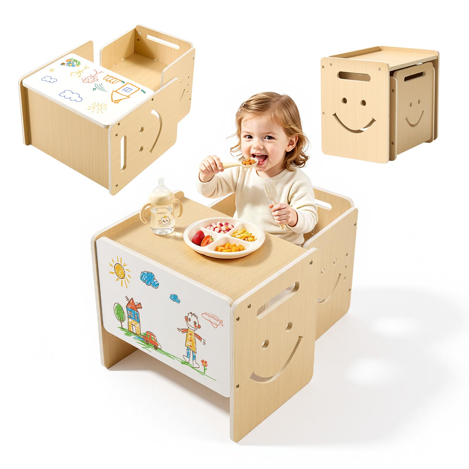 VEVOR Set Tavolo e Sedia Montessori lo Svezzamento, Seggiola e Scrivania