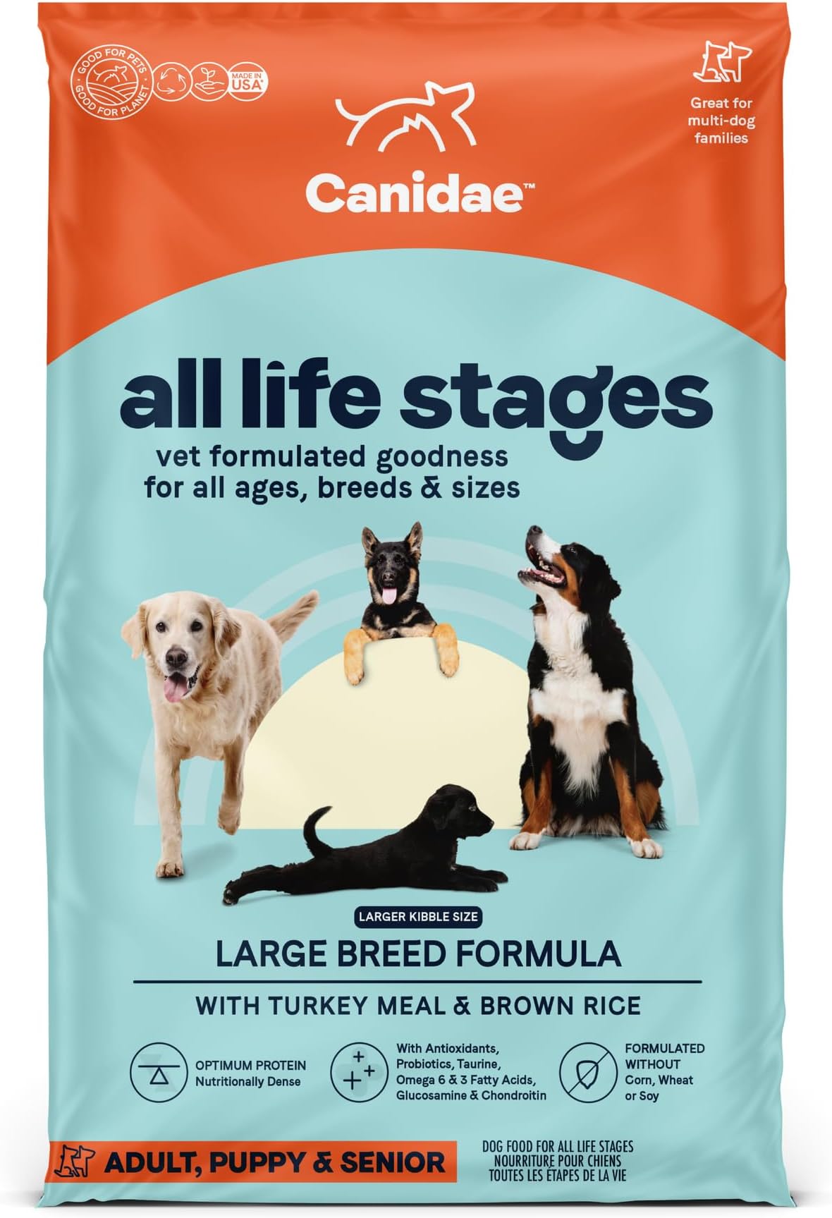 CANIDAEAll Life Stages Dry Dog Food, Large Breed Formula with Turkey Meal & Brown Rice, 40 lbs.